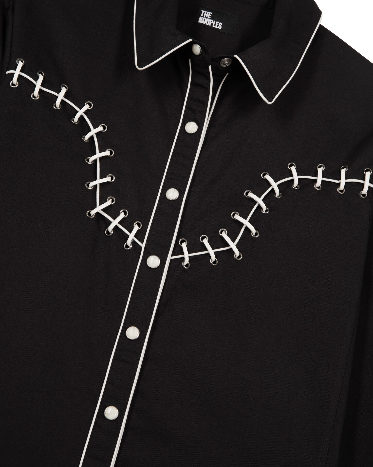 Western style shirt with black embroidery, BLACK, hi-res image number null