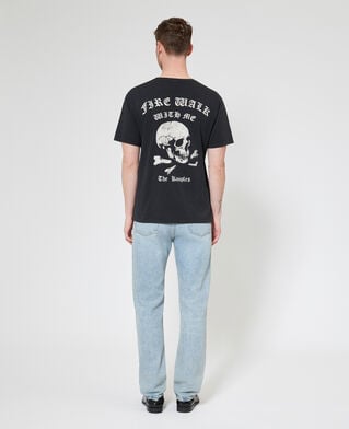 The Kooples MEN BLACK WASHED black skull t-shirt