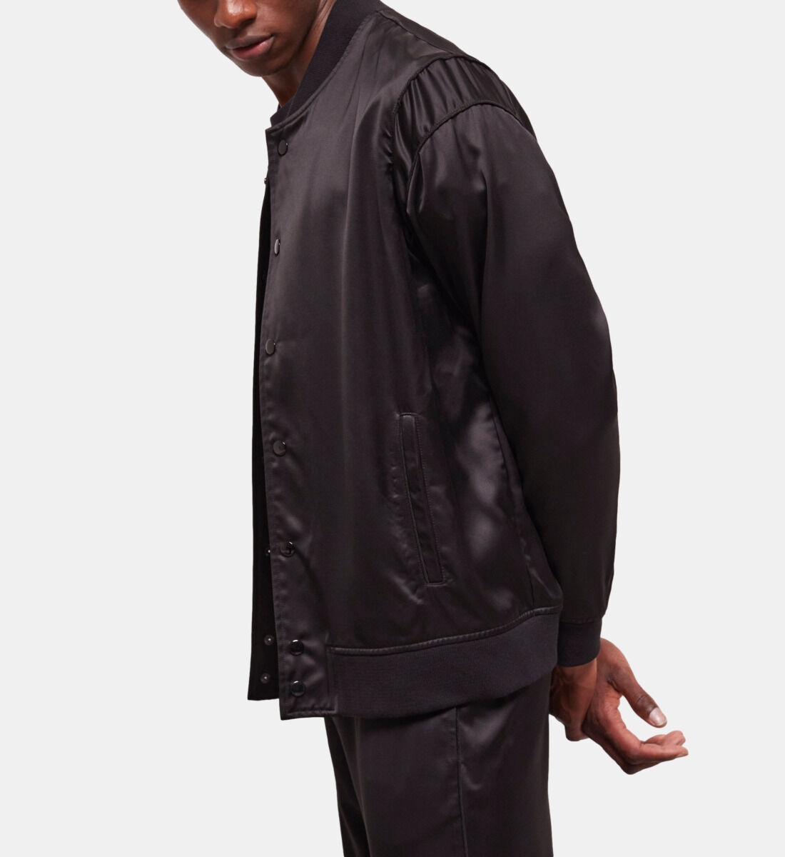 Satin black new arrivals jacket