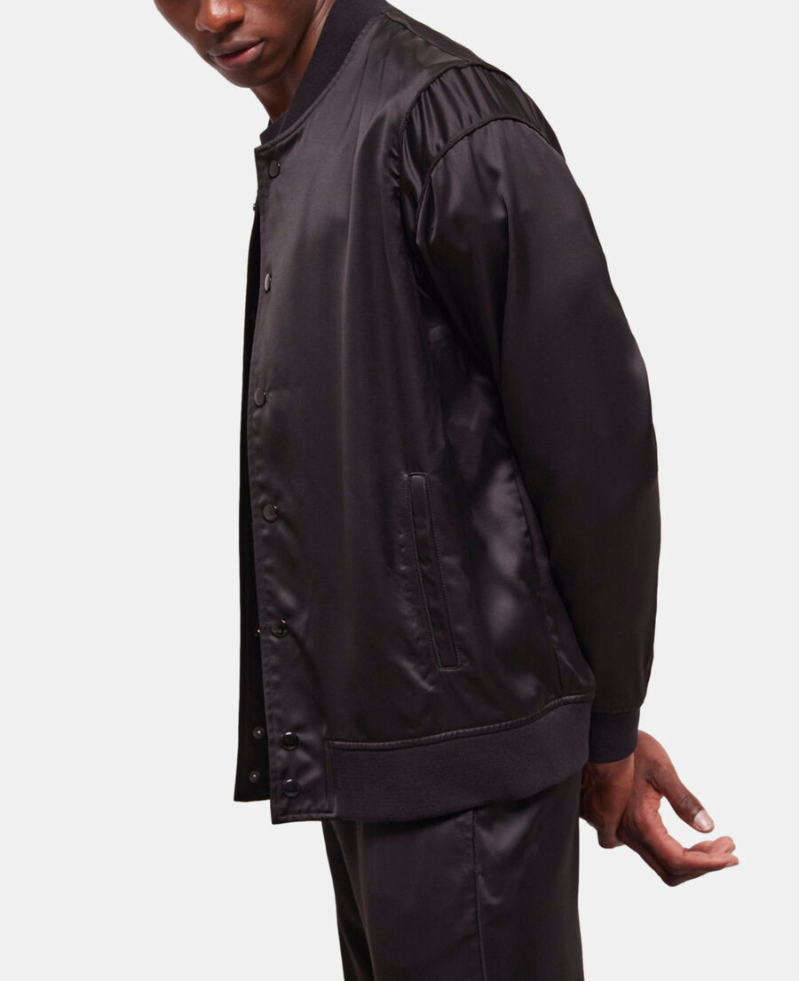 schwarze jacke mit satin-effekt