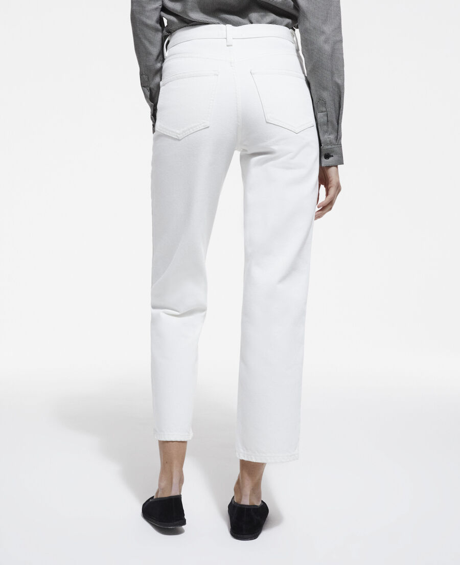 white straight-cut jeans