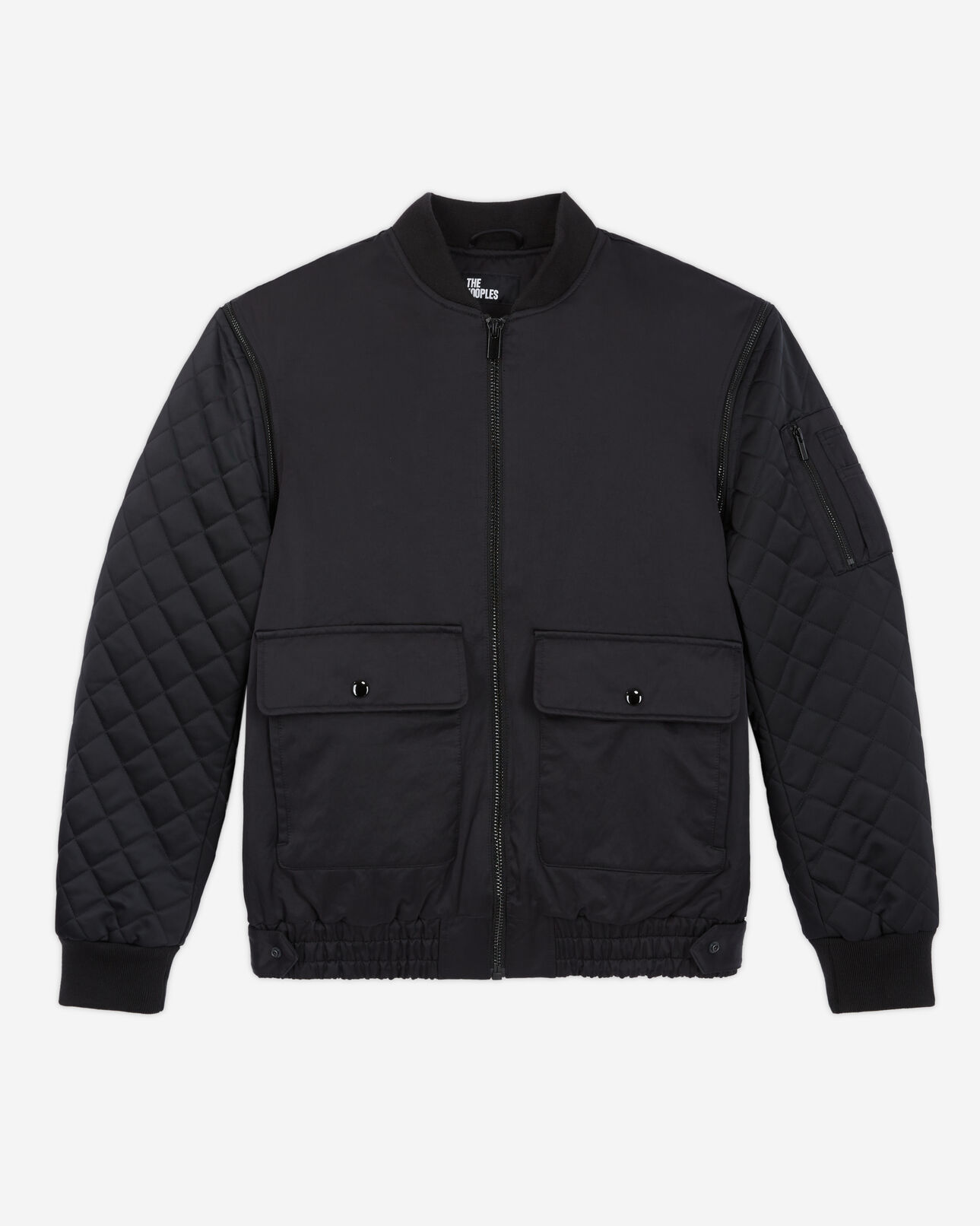 The Kooples MEN BLACK black bomber jacket with detachable sleeves