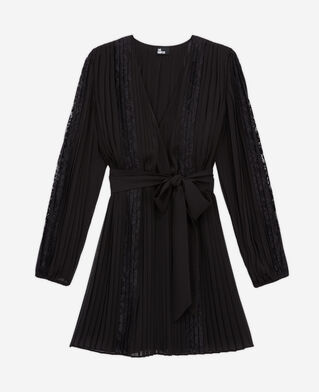The Kooples FEMME BLACK robe courte en dentelle noire