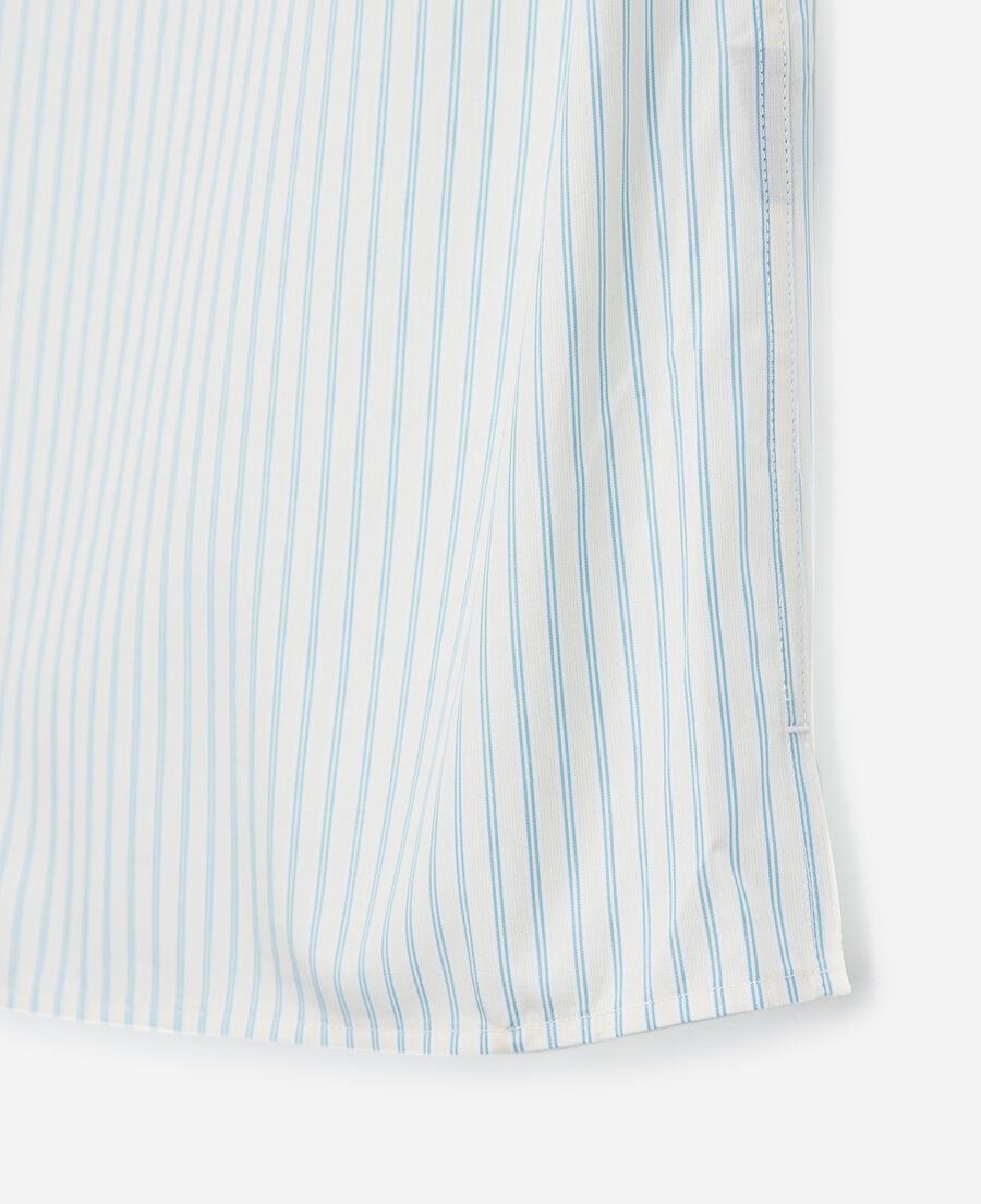 The Kooples HOMME BABY BLUE - YELLOW chemise col hawa&iuml;en &eacute;crue et bleue ray&eacute;e