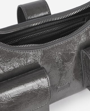 The Kooples F GREY amelia bag in gray cracked leather