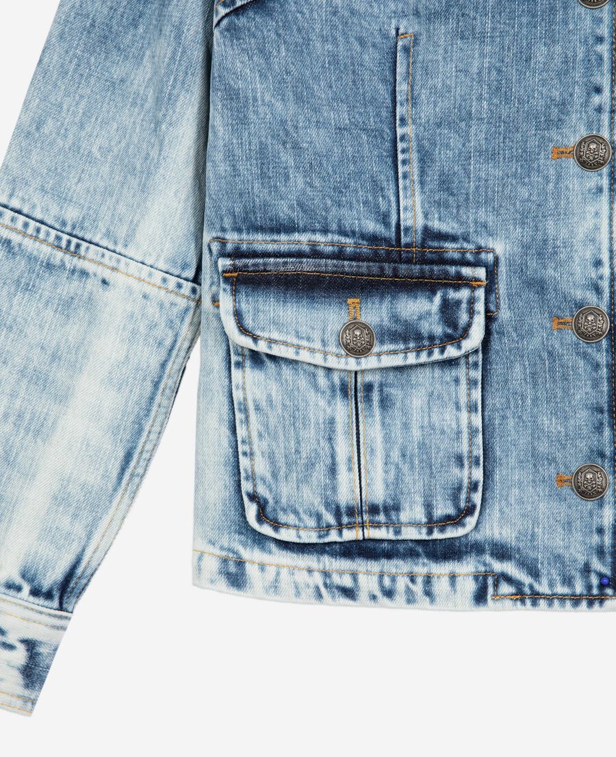 The Kooples DAMEN BABY BLUE jacke im offiziersstil aus denim