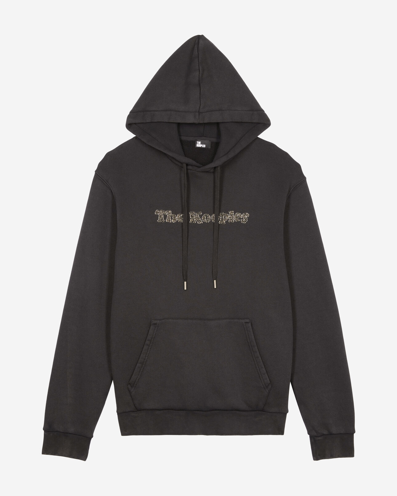 The Kooples HERREN BLACK WASHED sweatshirt logo mit kapuze schwarz