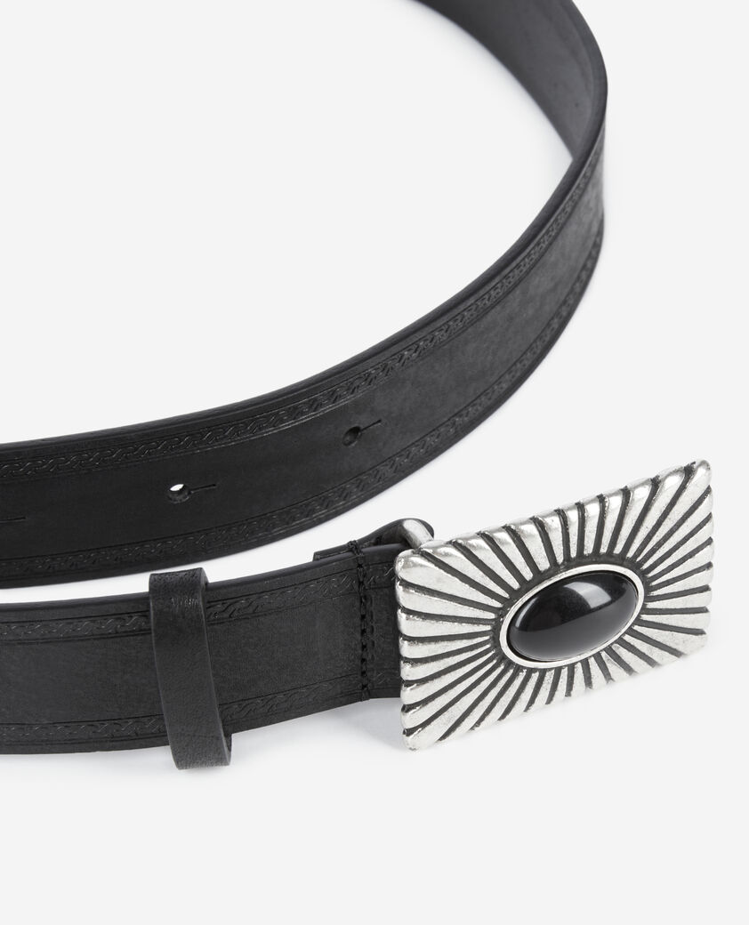 The Kooples WOMEN BLACK black leather belt