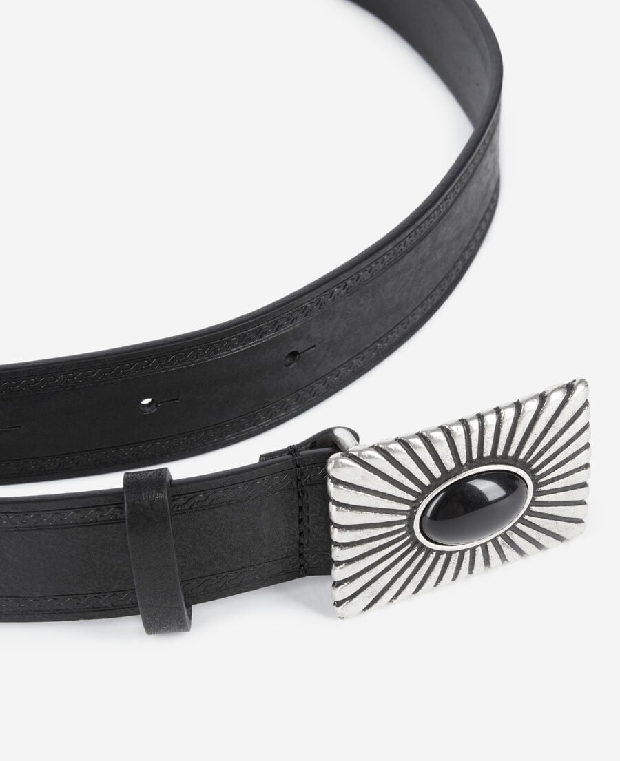 The Kooples WOMEN BLACK black leather belt