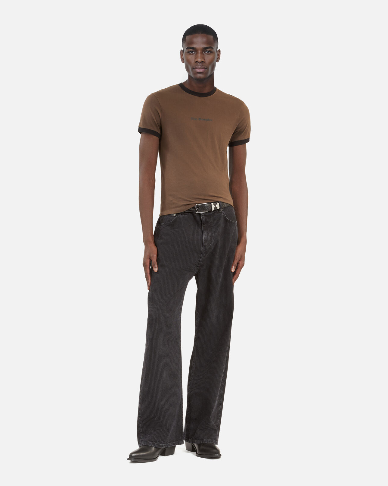 The Kooples HOMME DARK BROWN t-shirt à sérigraphie marron