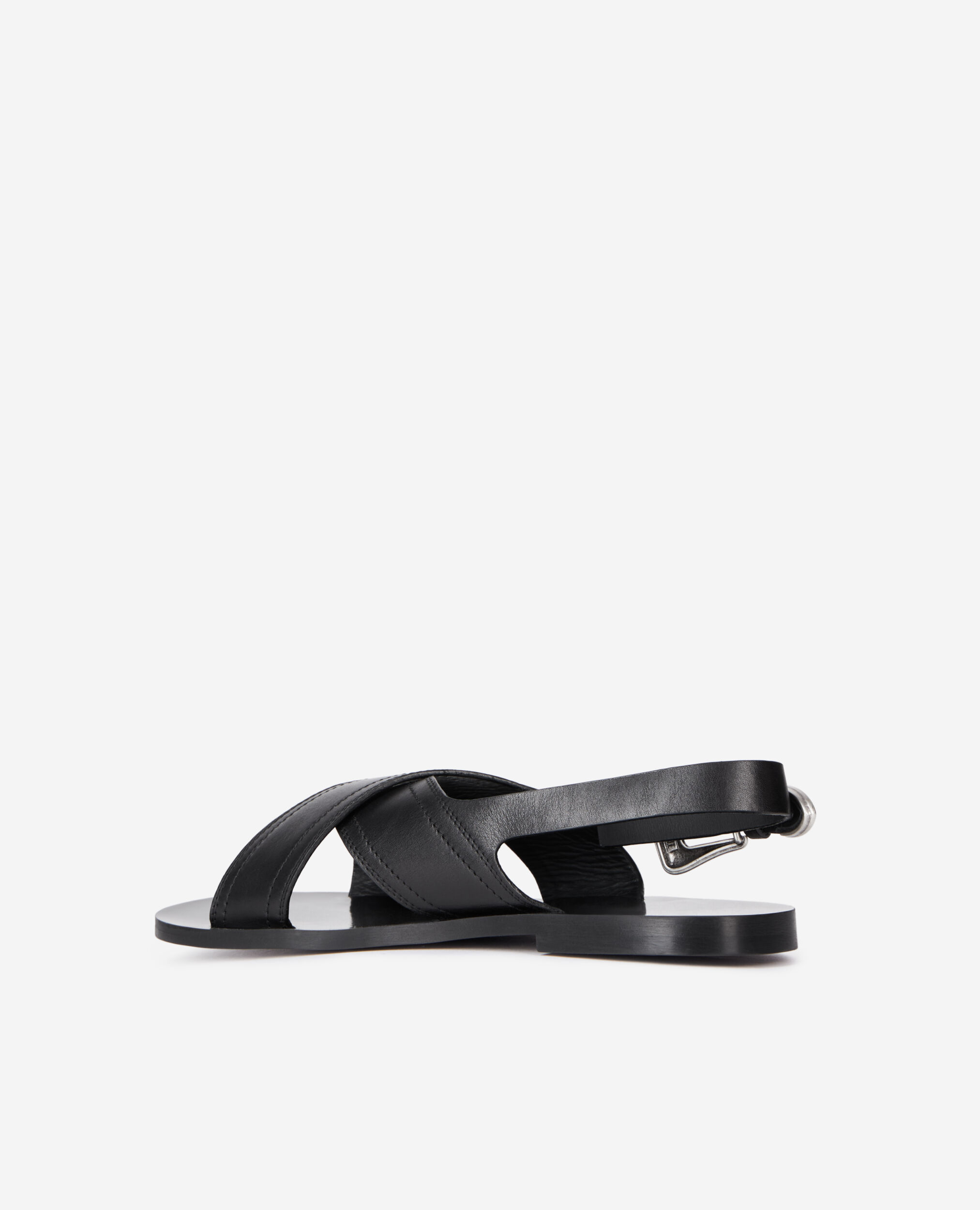 Black leather sandals, BLACK, hi-res image number null