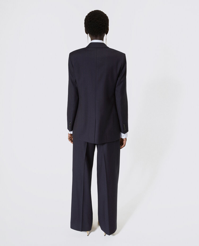 The Kooples WOMEN NAVY-RED double-breasted suit jacket in navy striped wool