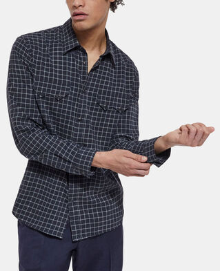The Kooples H DARK GREY check shirt with classic collar