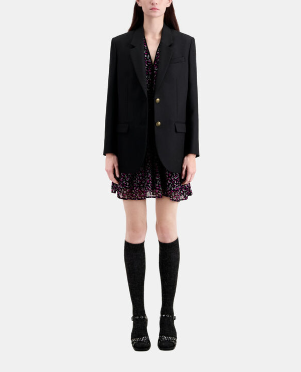 blazer noir en laine mélangée