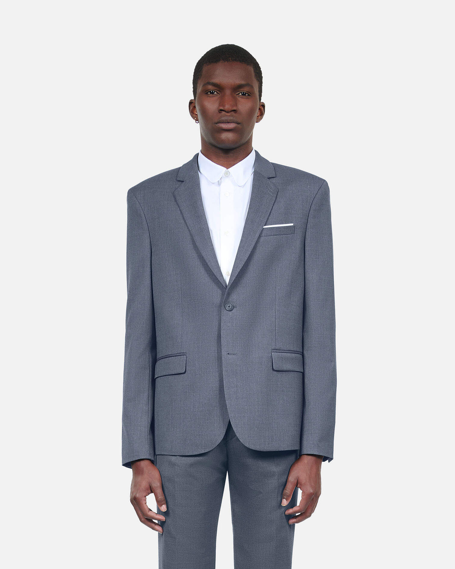 Blue wool suit jacket, BLUE, hi-res image number null