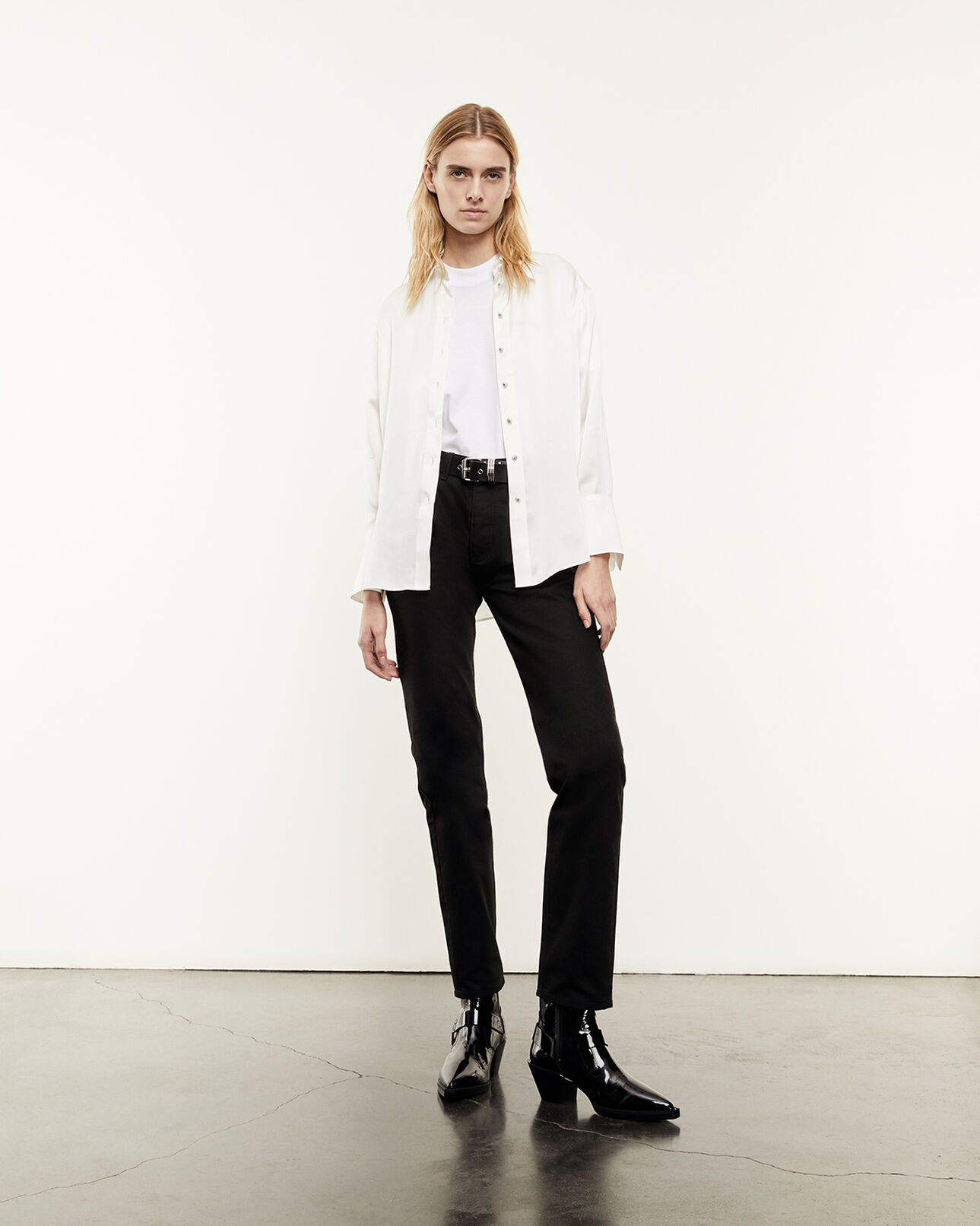 The Kooples WOMEN WHITE classic buttoned white silk shirt