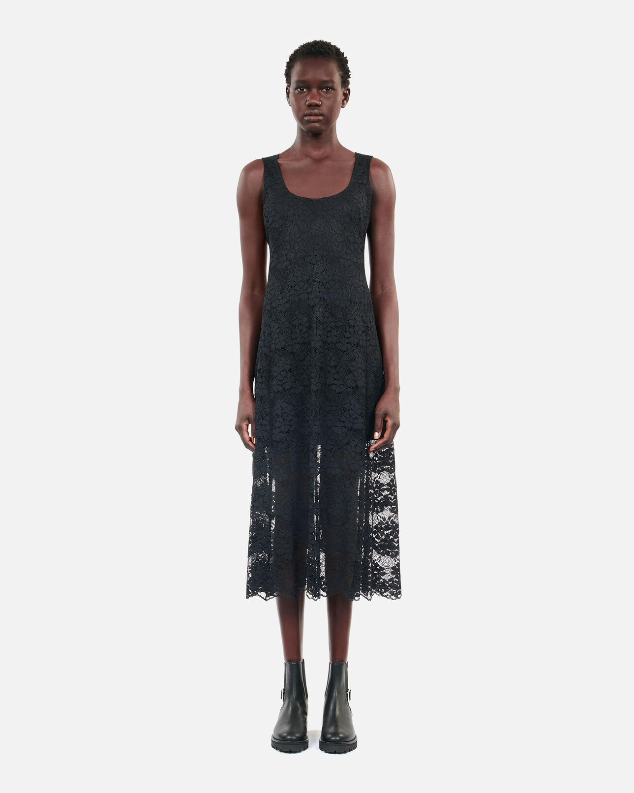 The Kooples WOMEN BLACK black lace long dress