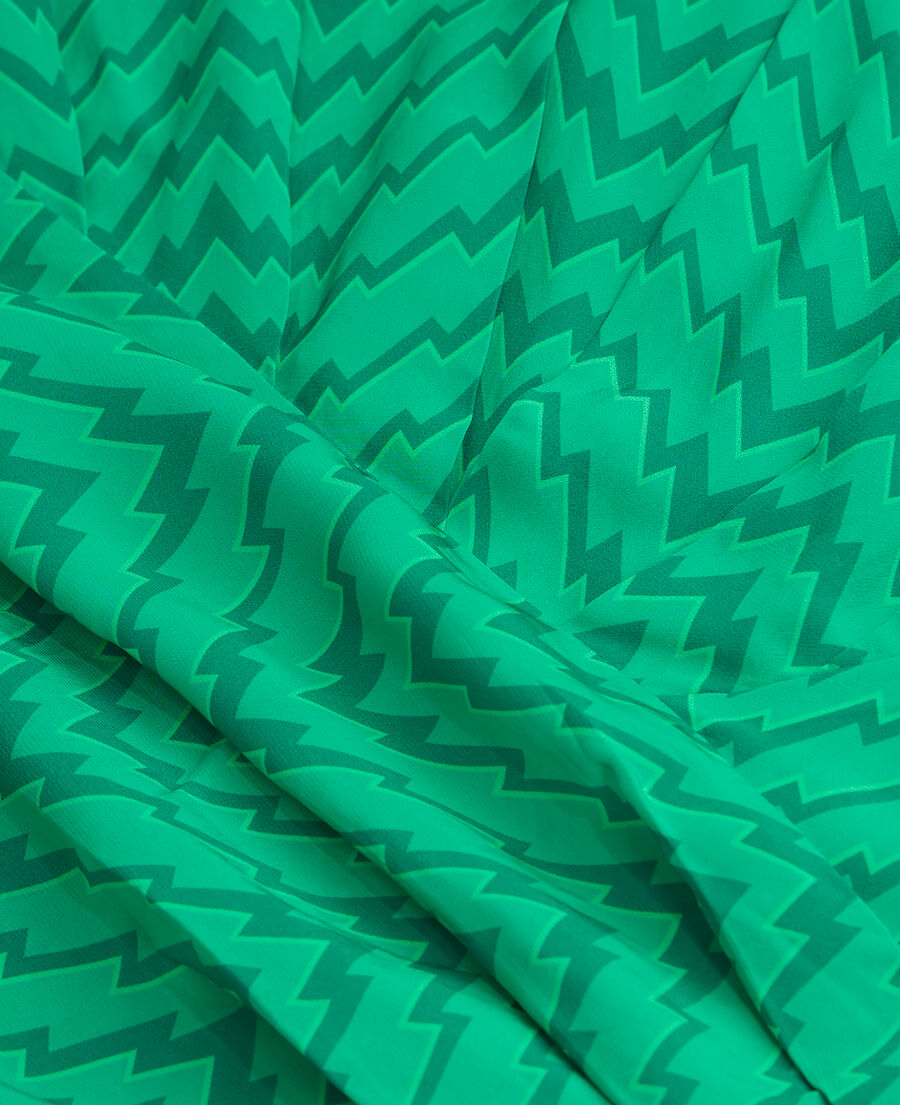 robe courte imprimée zigzag verte