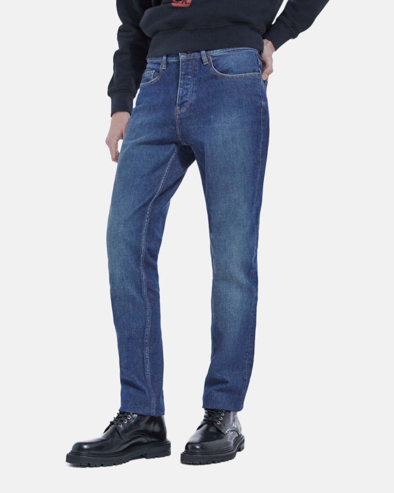 The Kooples MEN BLUE WASHED blue slim-fit faded jeans with five pockets