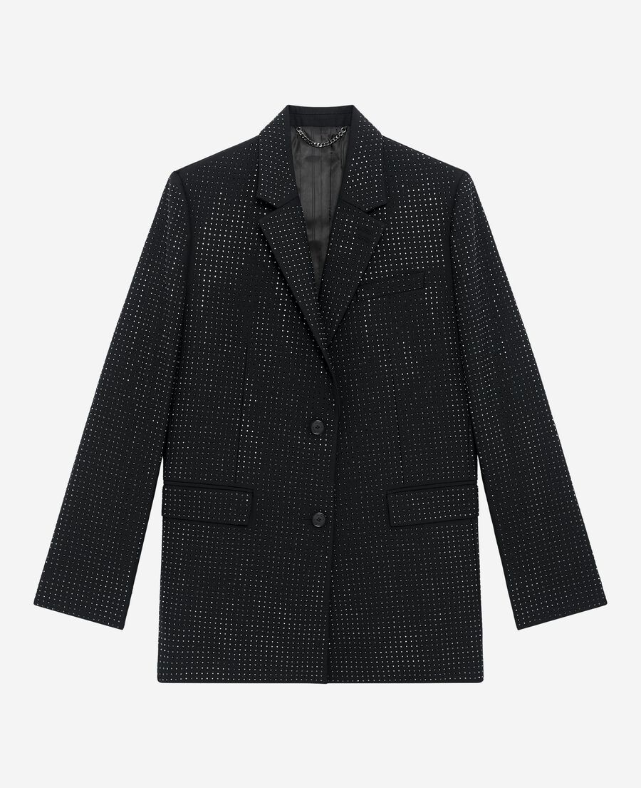 The Kooples WOMEN BLACK black rhinestone jacket
