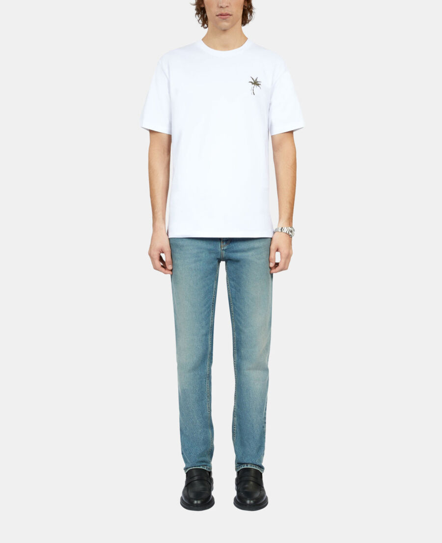 The Kooples H WHITE white t-shirt with palm tree embroidery