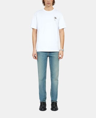 The Kooples H WHITE white t-shirt with palm tree embroidery
