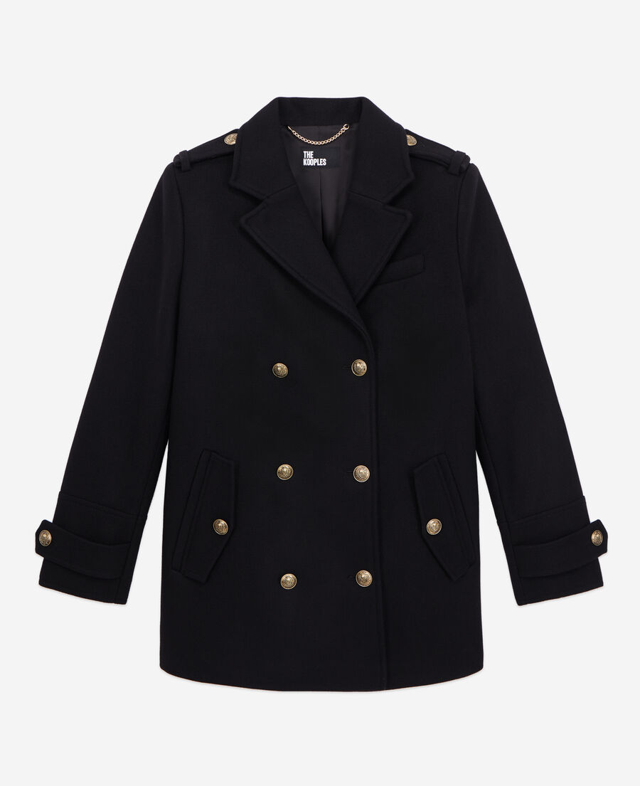 black wool-blend pea coat
