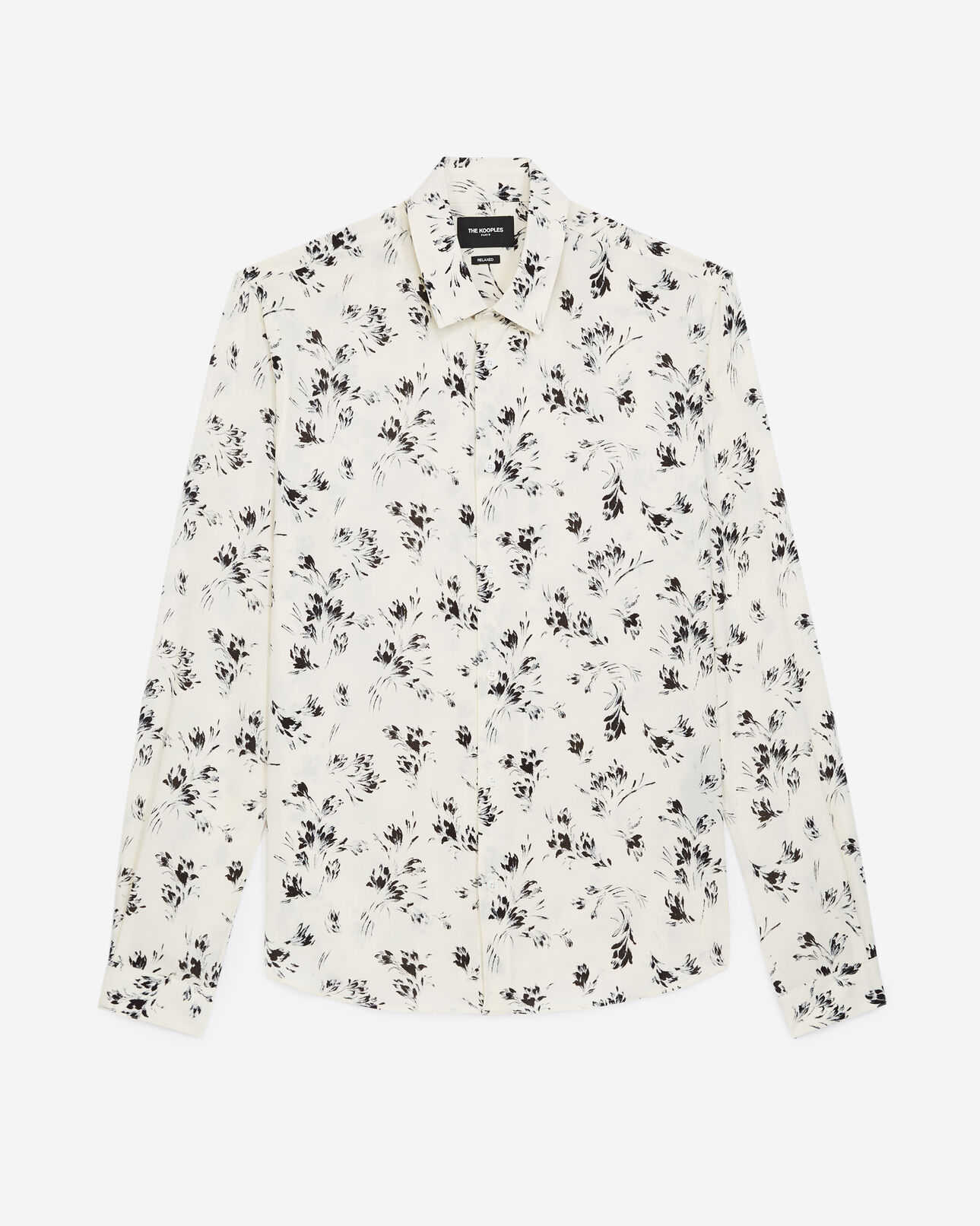 The Kooples MEN OFF WHITE / BLACK flowing black and ecru floral shirt