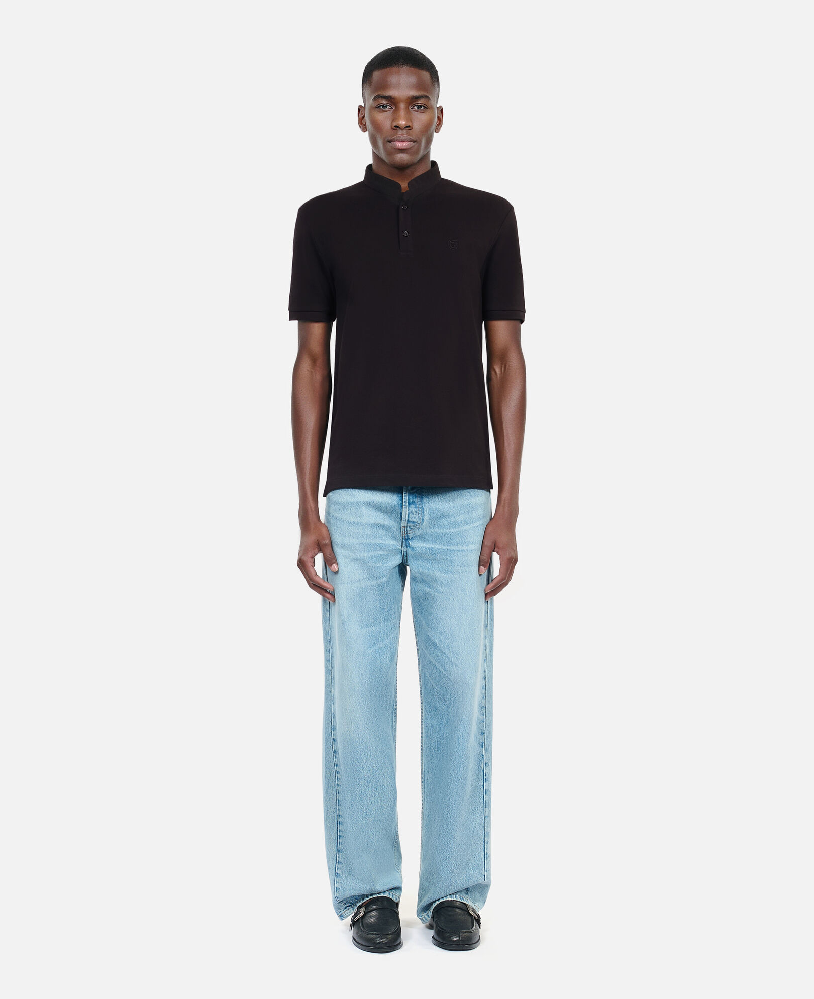 The Kooples MEN BLACK black pique cotton polo t-shirt