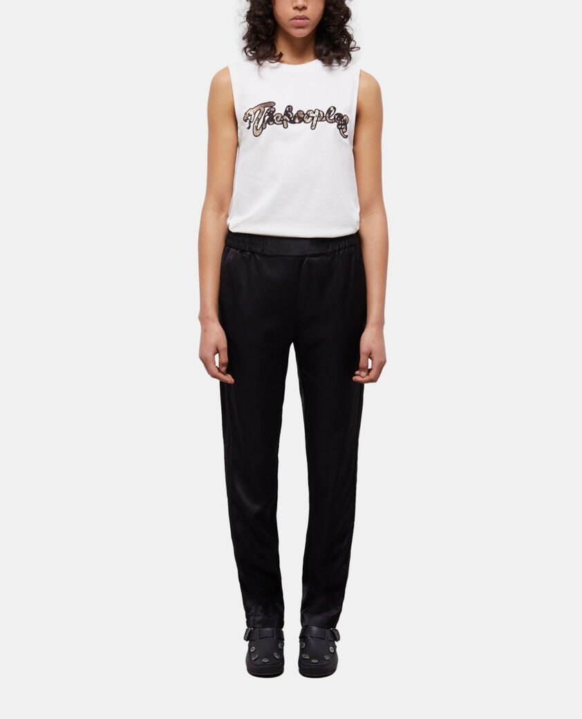 The Kooples WOMEN BLACK black satin joggers