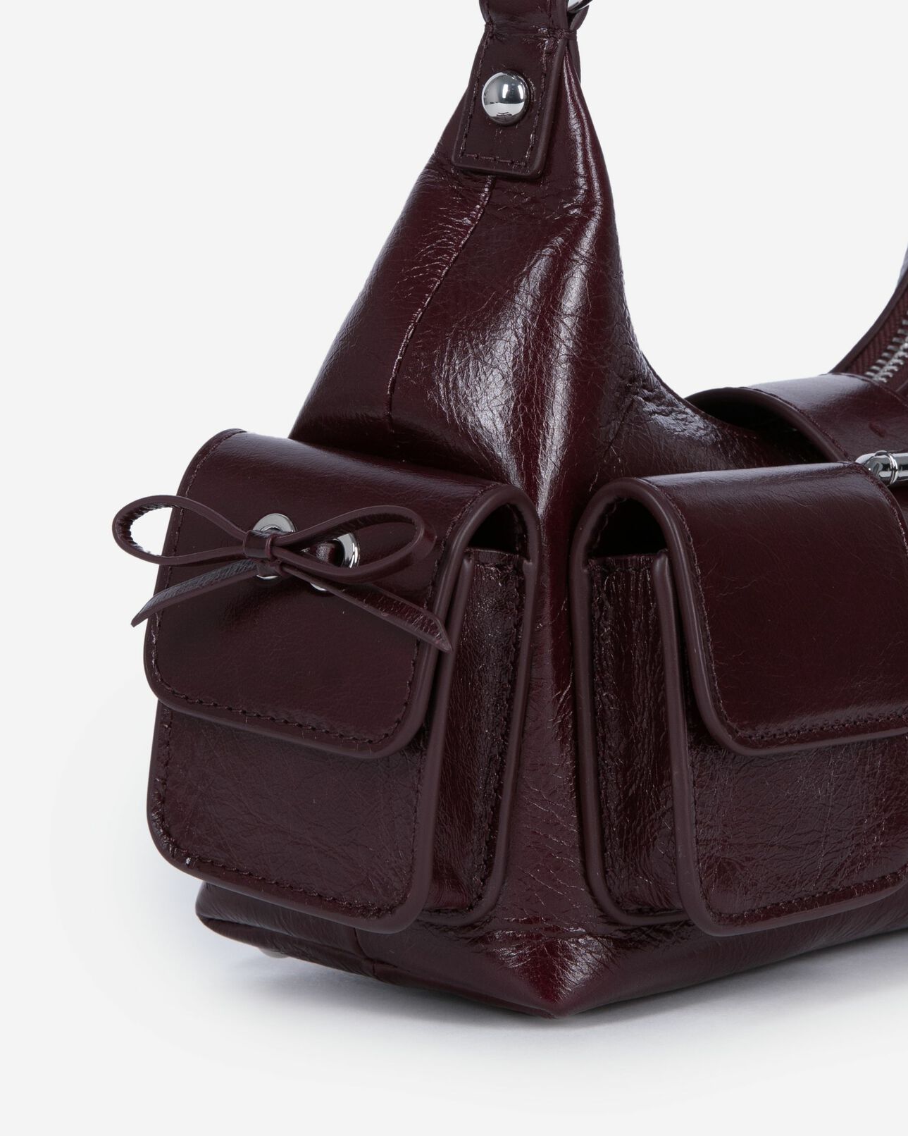 The Kooples FEMME BORDEAUX sac amelia small en cuir craquelé bordeaux