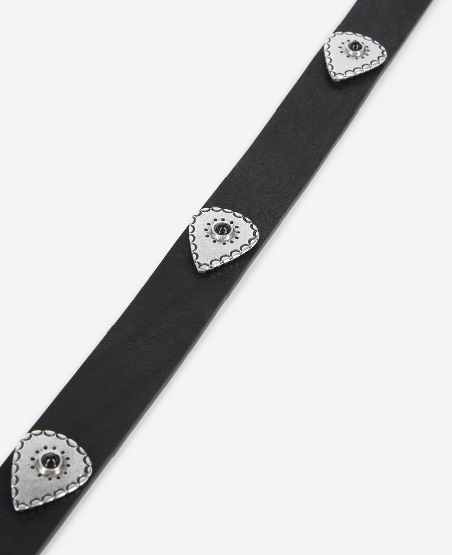 The Kooples MUJER BLACK cintur&oacute;n fino tachuelas piel negro