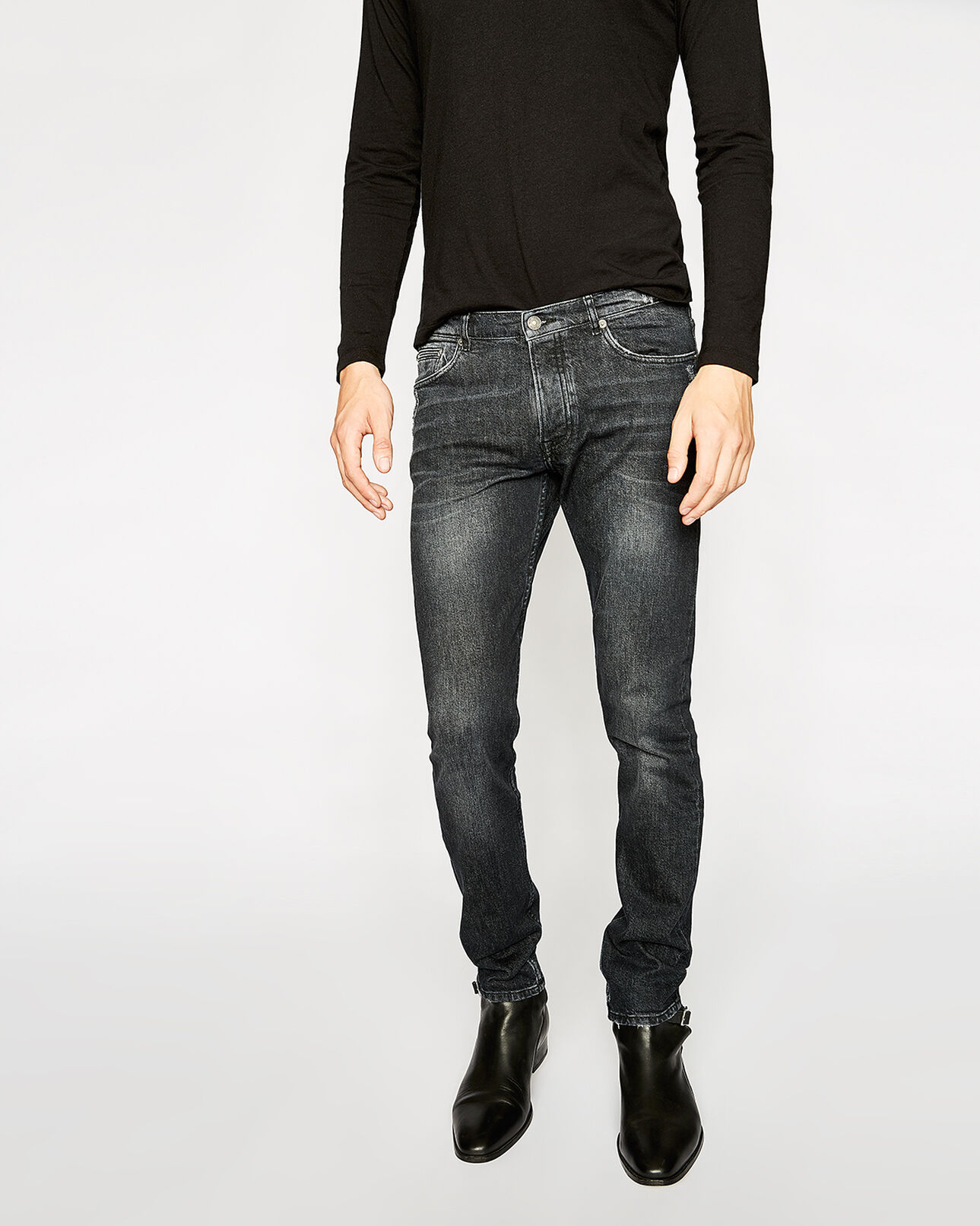 The Kooples MEN BLACK WASHED grey fit destroy jeans