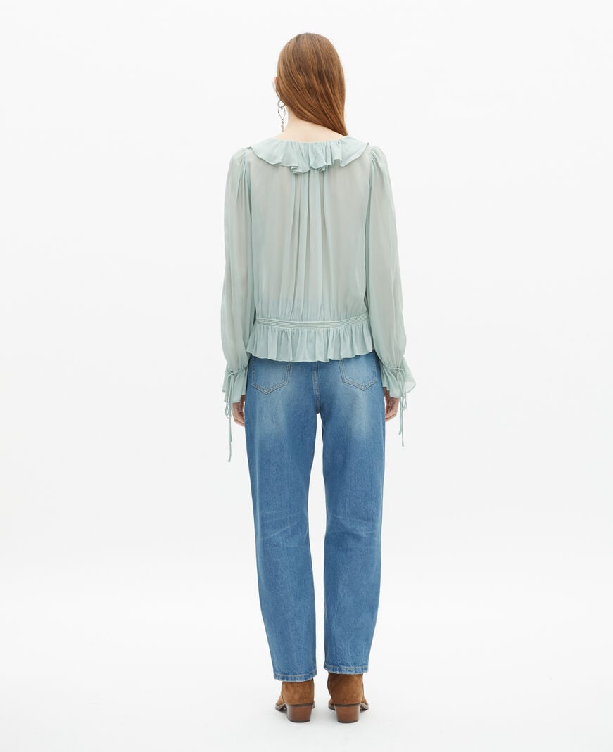 The Kooples FEMME BLUE/GREEN blouse avec volants bleue
