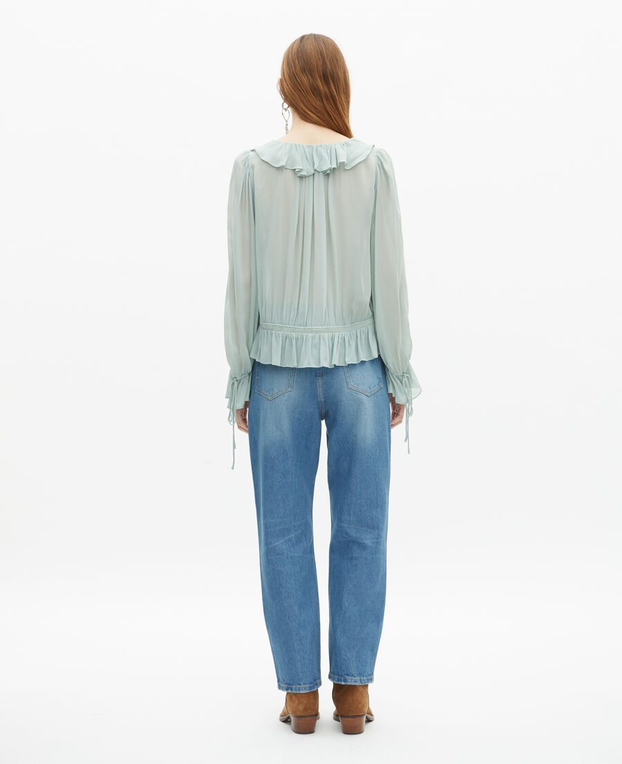The Kooples F BLUE/GREEN blue blouse with ruffles