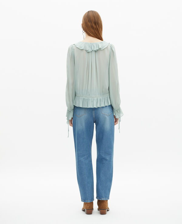 The Kooples WOMEN BLUE/GREEN blue blouse with ruffles