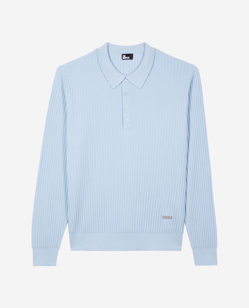 The Kooples HERREN LIGHT BLUE pullover mit polokragen aus blauer merinowolle