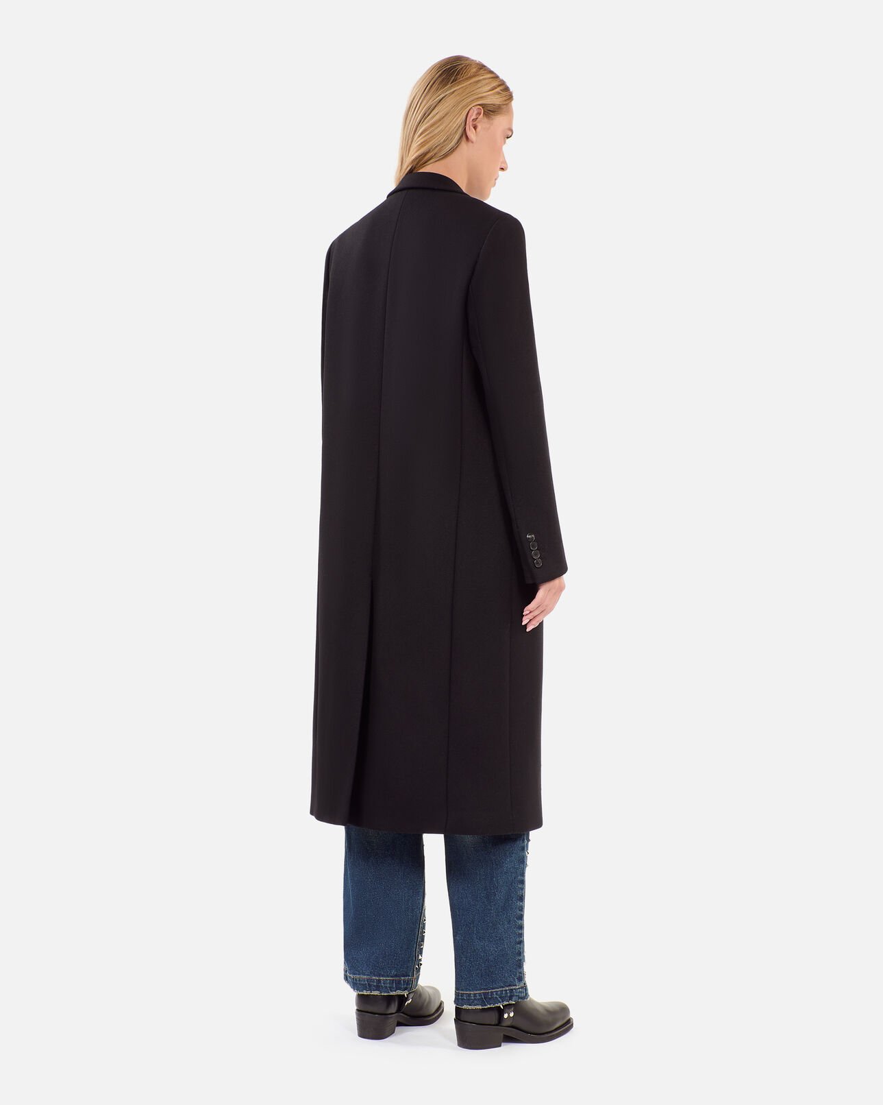 The Kooples WOMEN BLACK long black wool-blend coat
