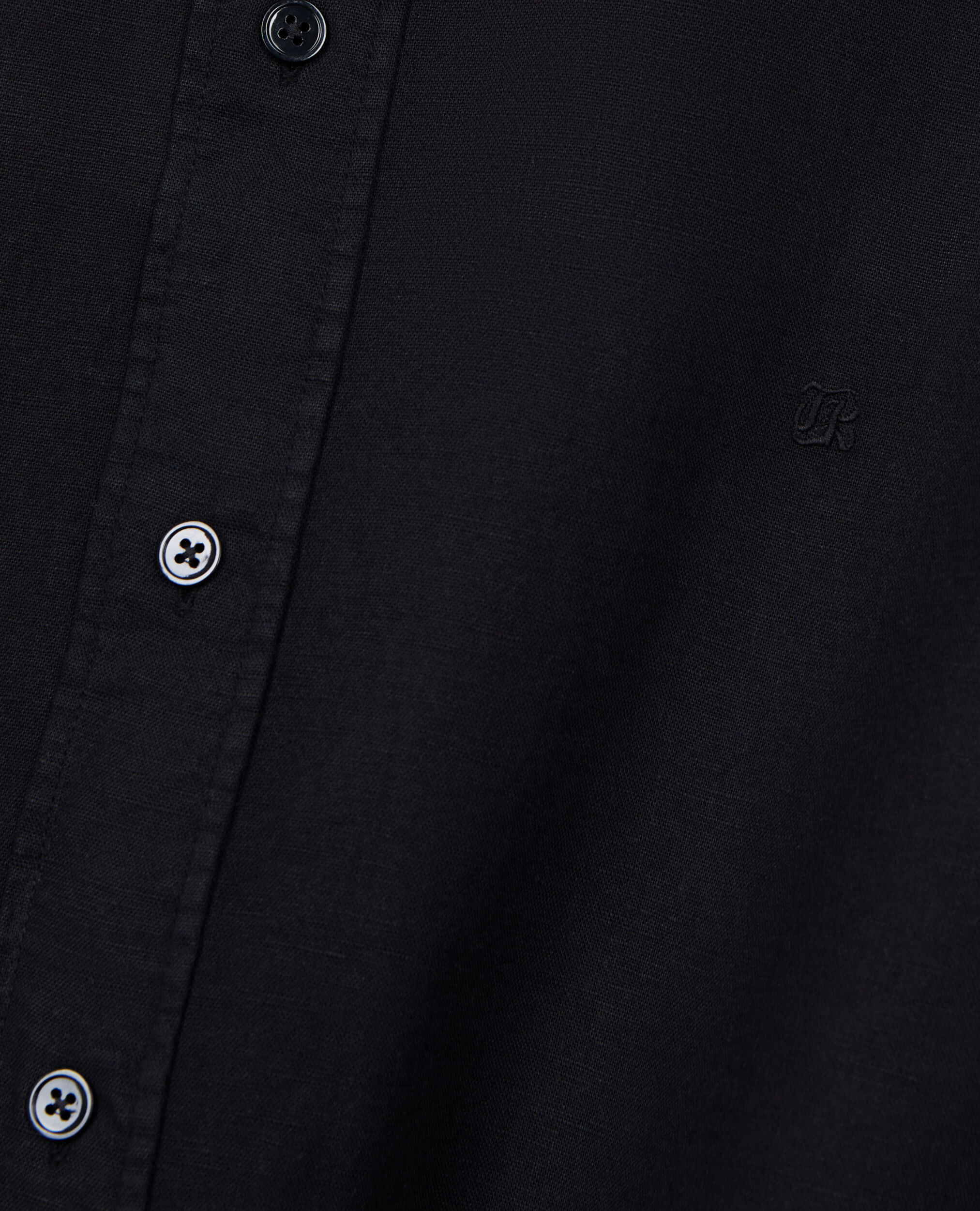 Chemise noire en coton et lin, BLACK, hi-res image number null