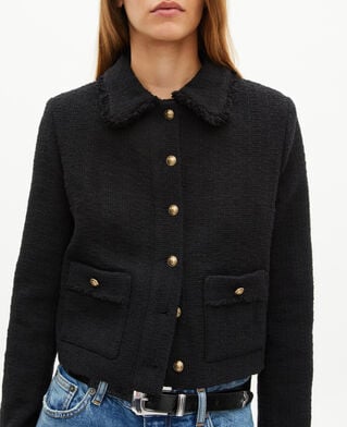 The Kooples F BLACK black tweed jacket