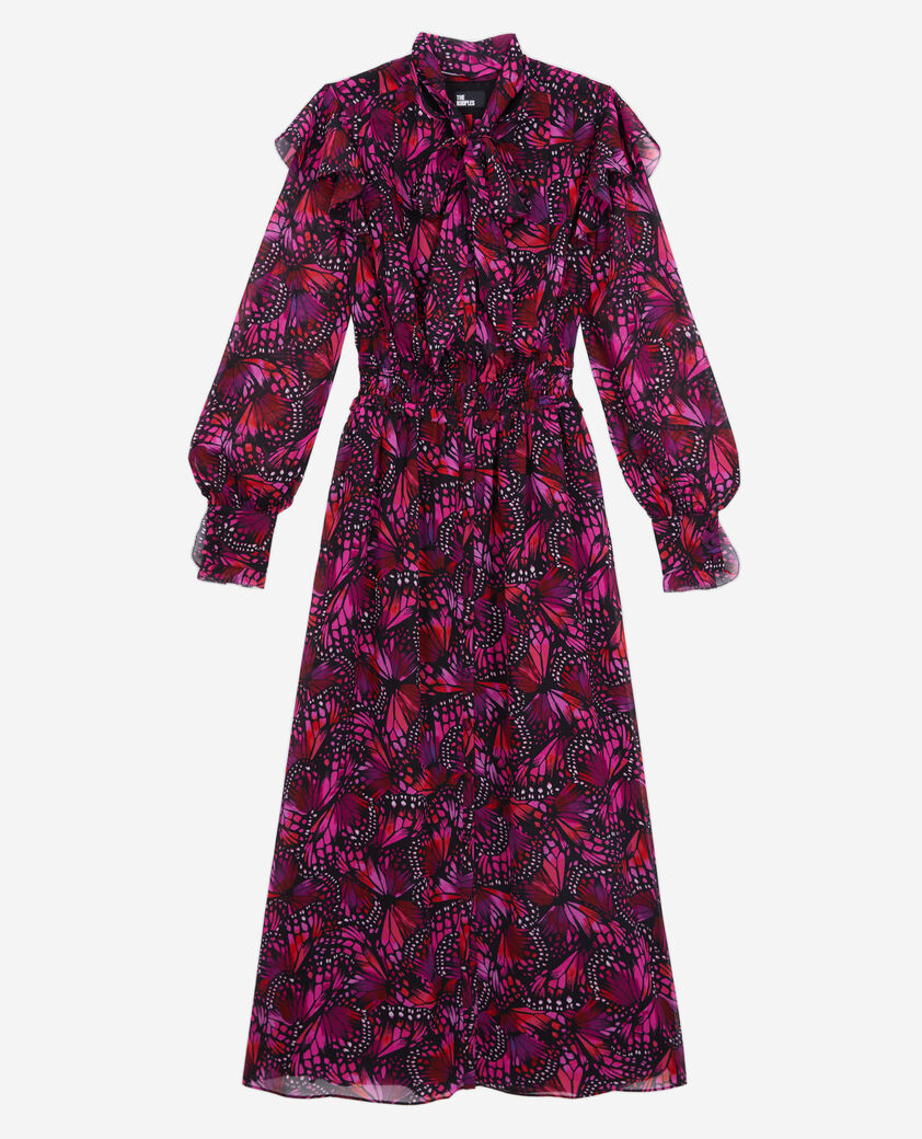 The Kooples FEMME PINK robe longue imprimée avec volants