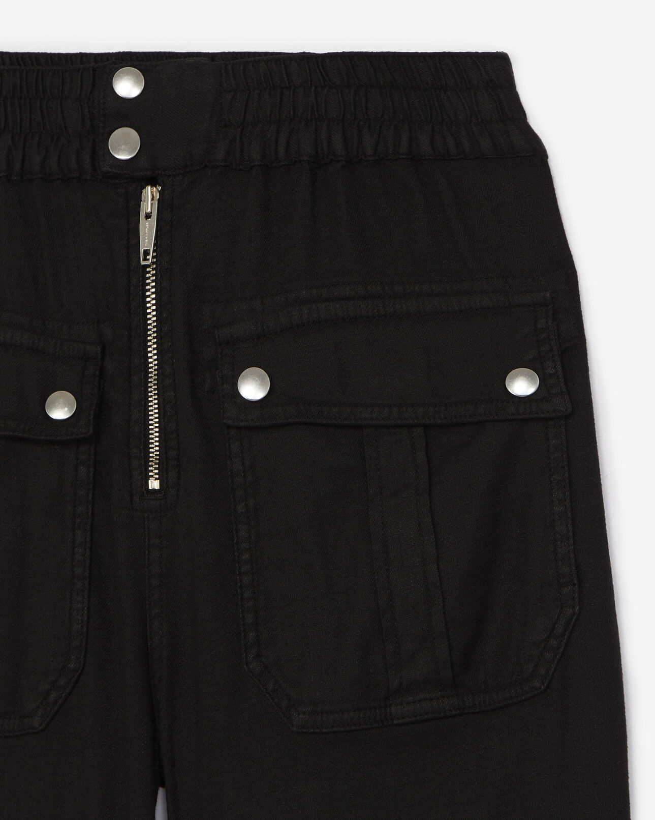 The Kooples DAMEN BLACK cargohose schwarz stretch-leinen