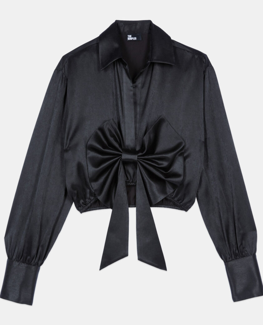 The Kooples FEMME BLACK top &agrave; n&oelig;ud noir