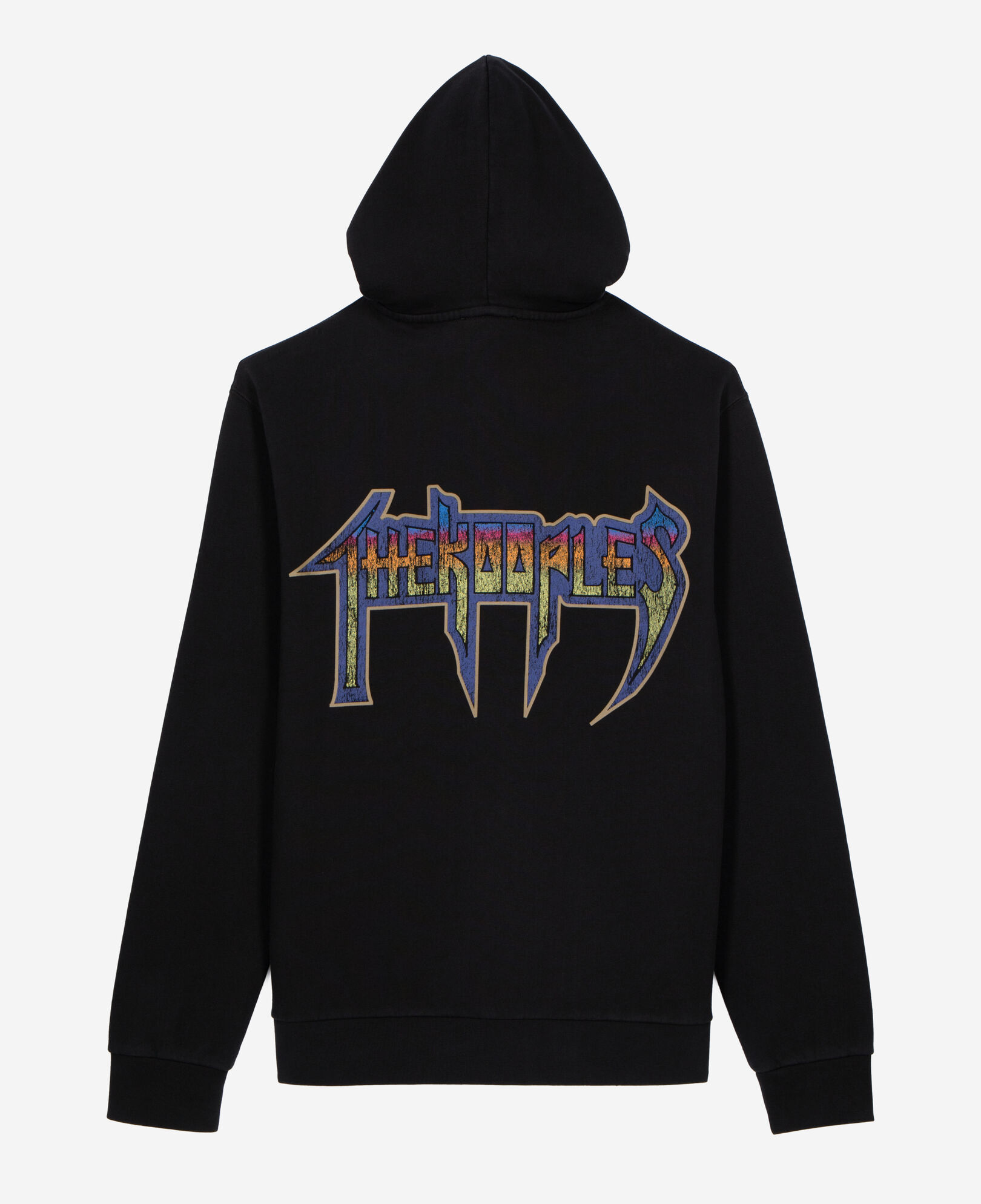 The Kooples HERREN BLACK WASHED schwarzes kapuzensweatshirt mit siebdruck