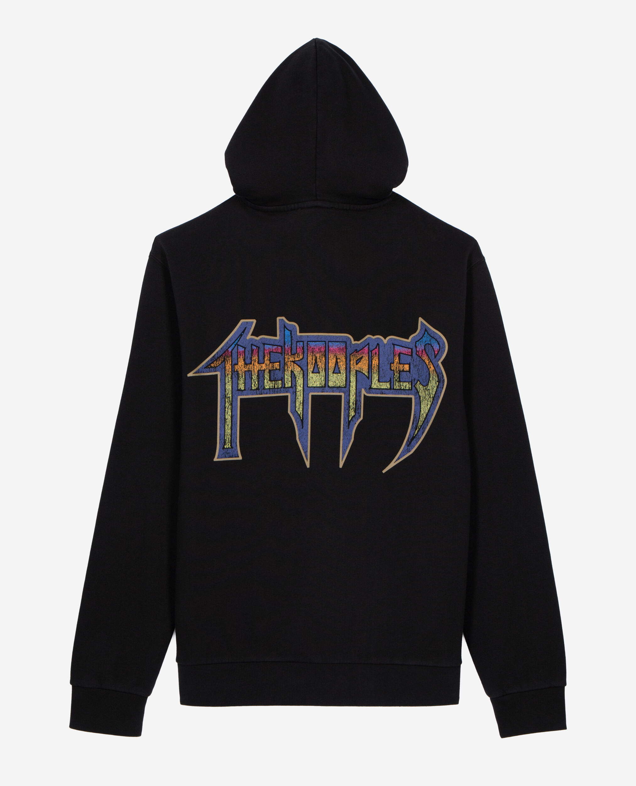 Schwarzes Kapuzensweatshirt mit Siebdruck, BLACK WASHED, hi-res image number null