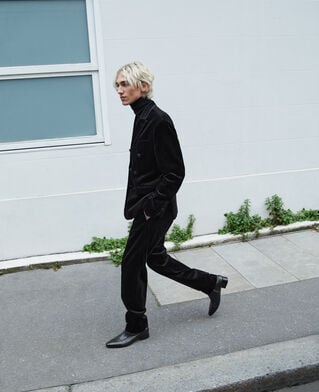 The Kooples MEN BLACK double-breasted suit jacket in black velvet