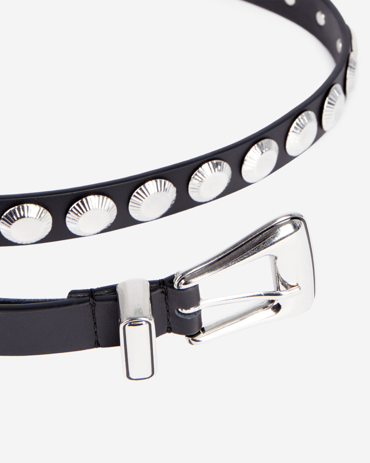 The Kooples WOMEN BLACK thin black leather belt with studs