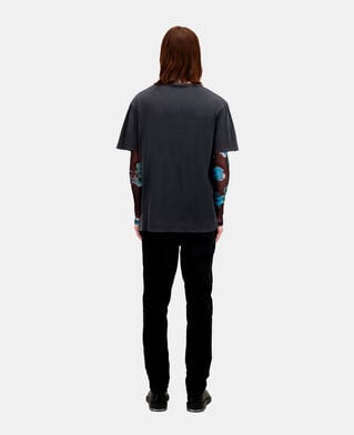 The Kooples H BLACK WASHED men's black t-shirt with wolf serigraphy