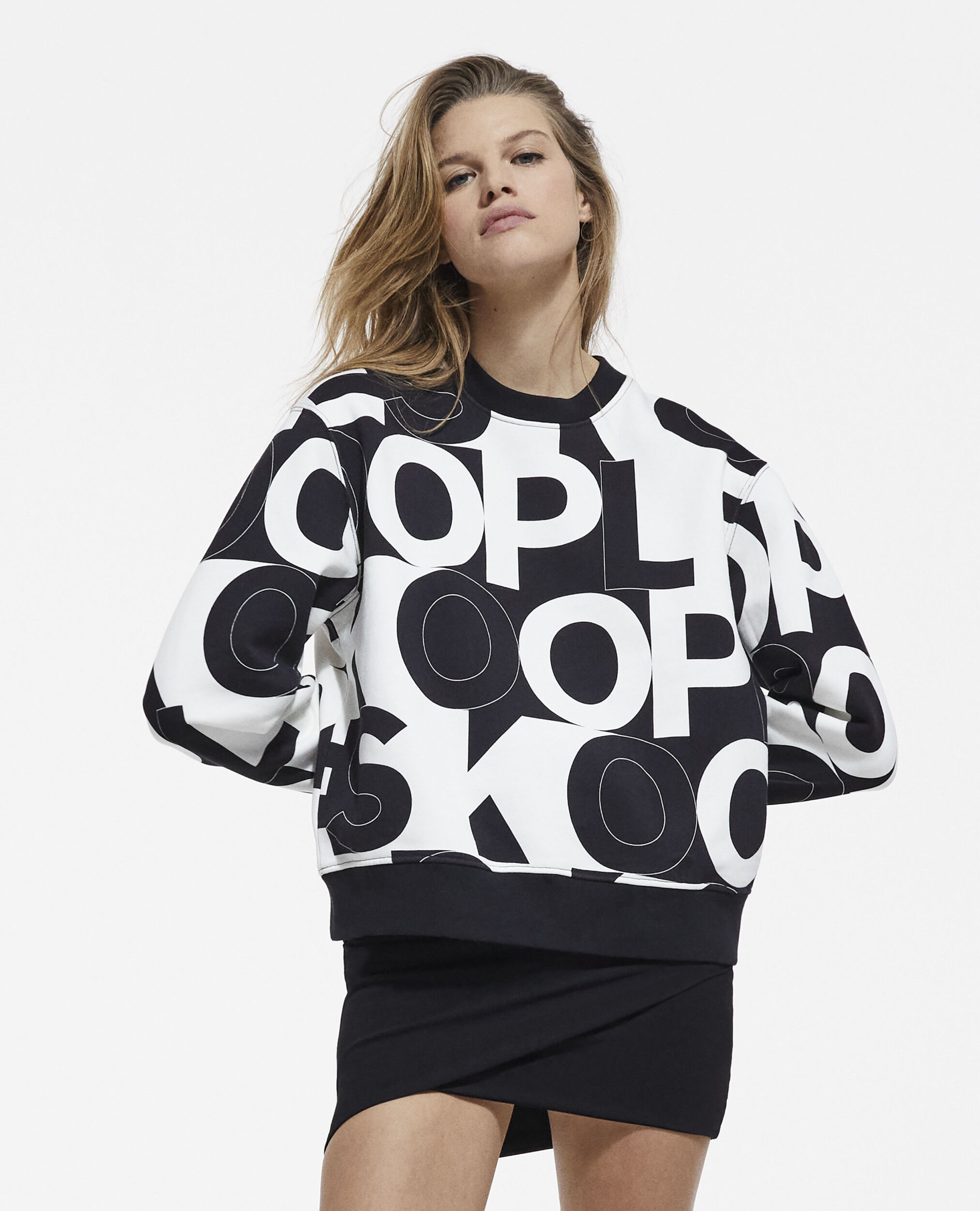 Sweatshirt with the Kooples logo, BLACK / WHITE, hi-res image number null