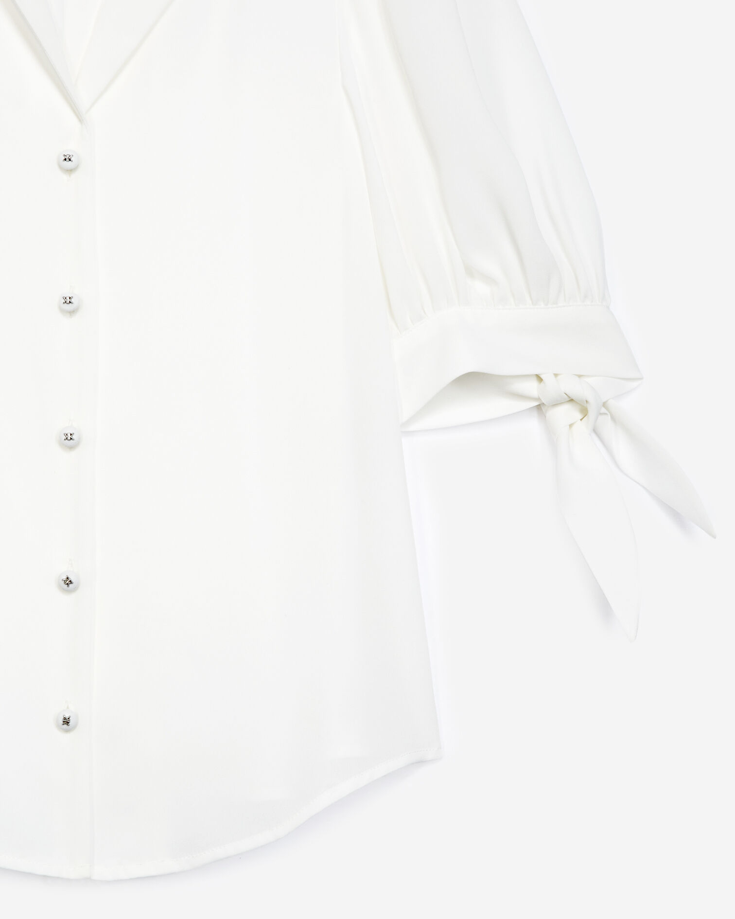 Camisa blanco crudo manga corta estampada, ECRU, hi-res image number null